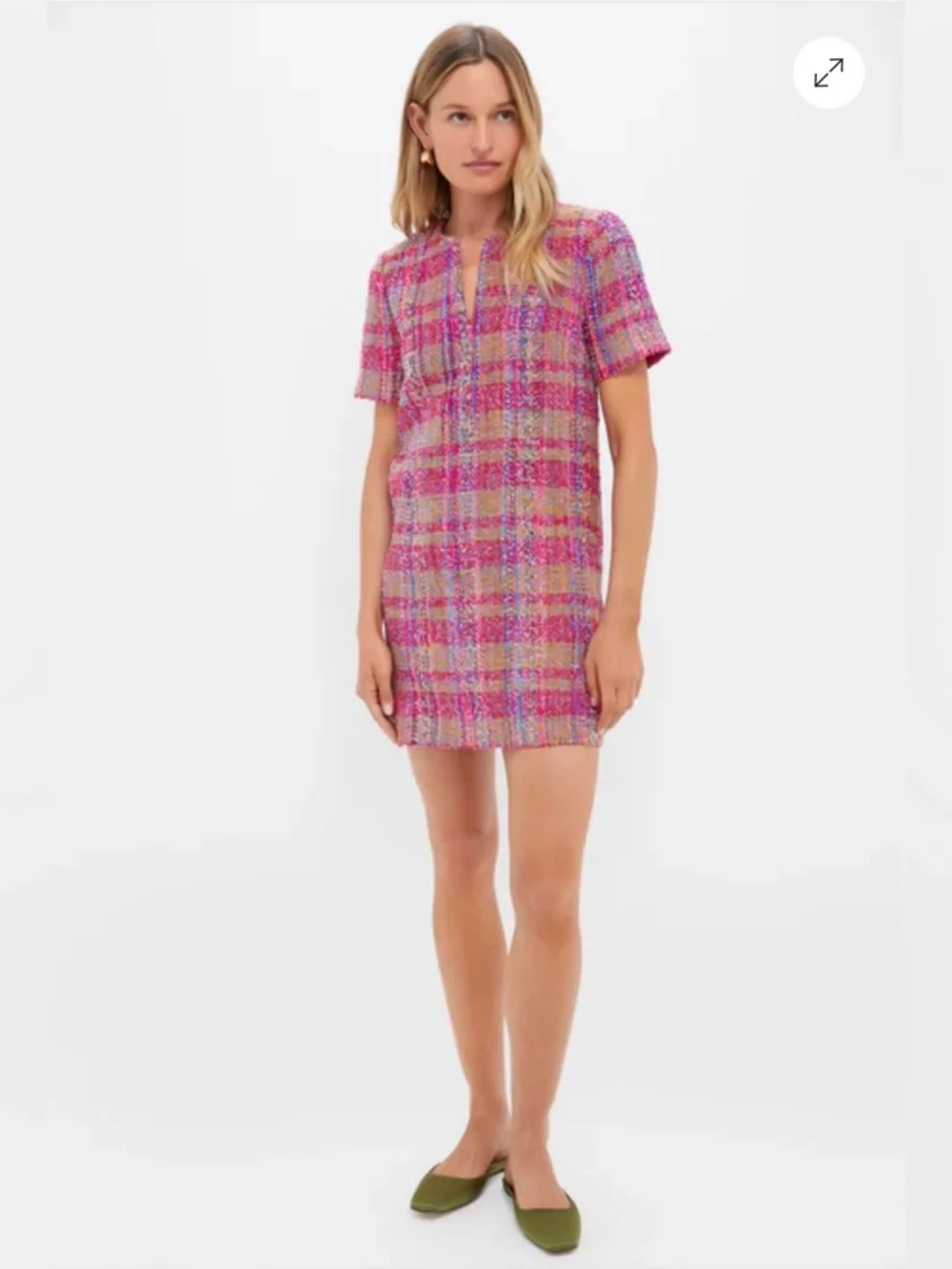 Hyacinth House-Tuckernuck Pink Multi Tweed Eadie Mini Dress Size M $148 NWT - Picture 5 of 10